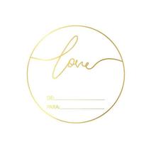 Adesivo "Love - De/para" - Ref. 2021 - Hot Stamping - Dourado - 1 Pct. c/ 50 unds. - Stickr - Rizzo