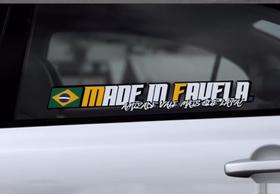 Adesivo made in favela vidro lateral 50cm carros camionetes rebaixados