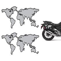 Adesivo Mapa Mundi Baú De Moto Bmw Triumph Tiger 28x17 - Par Adesivo Mapa Mundi Baú De Moto Bmw Triumph Tiger 28x17 - Par
