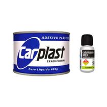 Adesivo massa plastica com catalisador 400g preto carplast