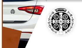 Adesivo Medalha de São Bento Branco Auto Relevo