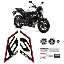 Adesivo Moto Yamaha Xj6 2015 Faixa Vermelha Tanque + Emblema