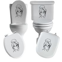 Adesivo mulher 1 vaso sanitário privada caixa acoplada descarga azulejo box vidro superficie liza de