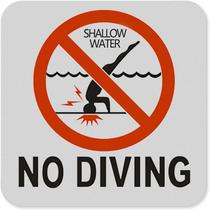 Adesivo No Diving - Água rasa, 10 unidades/lote, 15 x 15 cm, PVC