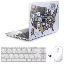 Adesivo Notebook 13,3" EUA Teclado Mouse Branco