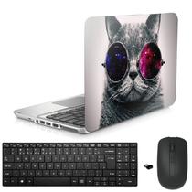 Adesivo Notebook 13,3" Gato/Tecl/Mouse Preto