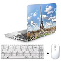 Adesivo Notebook 13,3" Paris Teclado Mouse Branco