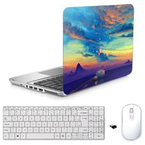 Adesivo Notebook 14" Balões Viagem Teclado Mouse Branco