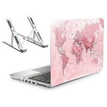 Adesivo Notebook 14" Mapa Mundi Rosa e Suporte - Skin Zabom