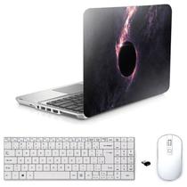 Adesivo Notebook 15" Buraco Negro Teclado Mouse Branco