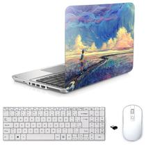 Adesivo Notebook 15" Impressionismo Teclado Mouse Branco