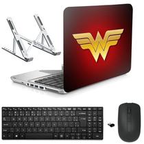 Adesivo Notebook 15" Mulher/Sup/Tecl/Mouse Preto