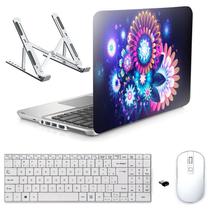 Adesivo Notebook 17" Flores D1/Sup/Tecl/Mouse Branco