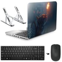 Adesivo Notebook 17" Gato 2/Sup/Tecl/Mouse Preto