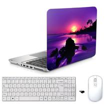 Adesivo Notebook 17" Por do Sol Teclado Mouse Branco