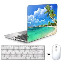 Adesivo Notebook 17" Praia b1 Teclado Mouse Branco