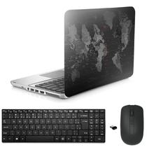 Adesivo Notebook Asus 17" Mapa Mundi/Tecl/Mou Preto