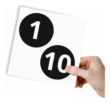 Adesivo Número 1 A 10 Redondo Carro Armário Mesa Preto 10x10cm