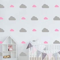 Adesivo nuvens rosa claro e cinza claro 2 tamanhos