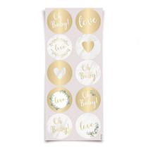 Adesivo oh baby dourado 30 unidades