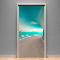 Adesivo Paisagem Porta Paisagem Redemoinho No Mar-73X210Cm