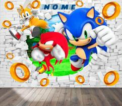 Adesivo Papel de Parede Adesivo Sonic PERSONALIZADO COM SEU NOME Sonic Quarto menino - BANNER BANI