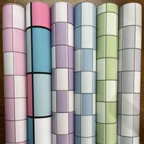 Adesivo Papel De Parede Para Cozinha Banheiro Azulejo Pastilha Quadradinho 2mx61cm Lavável