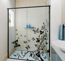 Adesivo para box de banheiro Floral e Borboleta