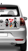 Adesivo para Carro Familia Feliz Autista - Casal + Filho