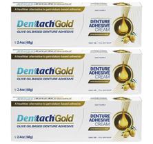 Adesivo para dentadura DENTTACH Gold à base de azeite de oliva 68 g x3