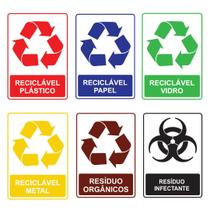Adesivo Para Lixo/lixeira Reciclavel 16x12 Resistente Vinil kit 6
