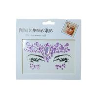 Adesivo Para o Rosto Strass Roxo Cristal "Modelo 20"