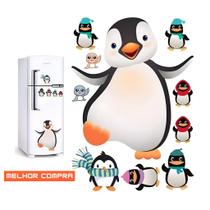 Adesivo para parede cozinha geladeira sala Família Pinguim vidro metal armário Papel adesivo parede