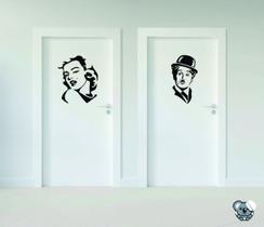 Adesivo para Porta de Banheiro Marilyn Monroe e Chaplin