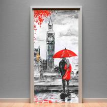 Adesivo Para Porta Romântico Casal Em Londres-83X210Cm