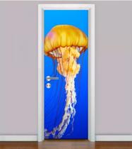 Adesivo Para Porta VIDA MARINHA - Fundo do Mar - Peixes - Tubarão - Tartaruga - Aquário