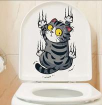 Adesivo Para Vaso Sanitário Gato Cinza