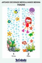 Adesivo Para Vidro Box Banheiro Jateado Decorado Mergulhando Girl Prova D'agua