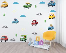 Adesivo Parede Carrinhos e Caminhão Papel de Parede Decalque Adesivo Parede Carrinhos e Caminhão Papel de Parede Decalque