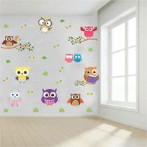 Adesivo Parede Decorativa Infantil Coruja Corujinha 51 Peças Alta Qualidade Cores Vibrantes Inclui C