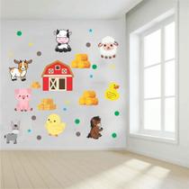 Adesivo Parede Decorativa Infantil Fazendinha Baby 80 Peças Alta Qualidade Cores Vibrantes Inclui An