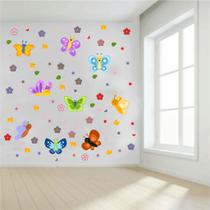 Adesivo Parede Decorativa Infantil Jardim das Borboletas 96 Peças Alta Qualidade Cores Vibrantes inc