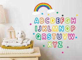 Adesivo Parede Didático Alfabeto Colorido Arco Iris Escolas Adesivo Parede Didático Alfabeto Colorido Arco Iris Escolas