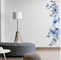 Adesivo Parede Floral Vertical Jaqrdim Florais Arranjo Azul