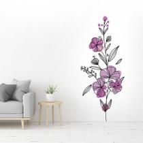 Adesivo Parede Flores Roxas Delicadas Minimalista Decorativo