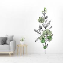 Adesivo Parede Flores Verdes Delicadas Minimalista Decorativo