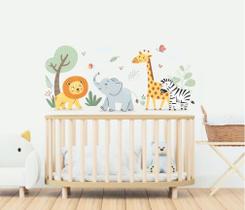 Adesivo Parede Infantil Safari Floresta Breço Girafa Leão Adesivo Parede Infantil Safari Floresta Breço Girafa Leão