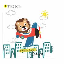 Adesivo Parede Leão Avião 91x55 quarto infantil Adesivo Parede Leão Avião 91x55 quarto infantil
