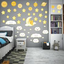 Adesivo Parede Lua Estrelas Planetas Nuvem Universo Infantil