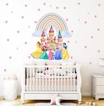 Adesivo Parede Princesas Castelo Arco Iris e Borboletas Adesivo Parede Princesas Castelo Arco Iris e Borboletas